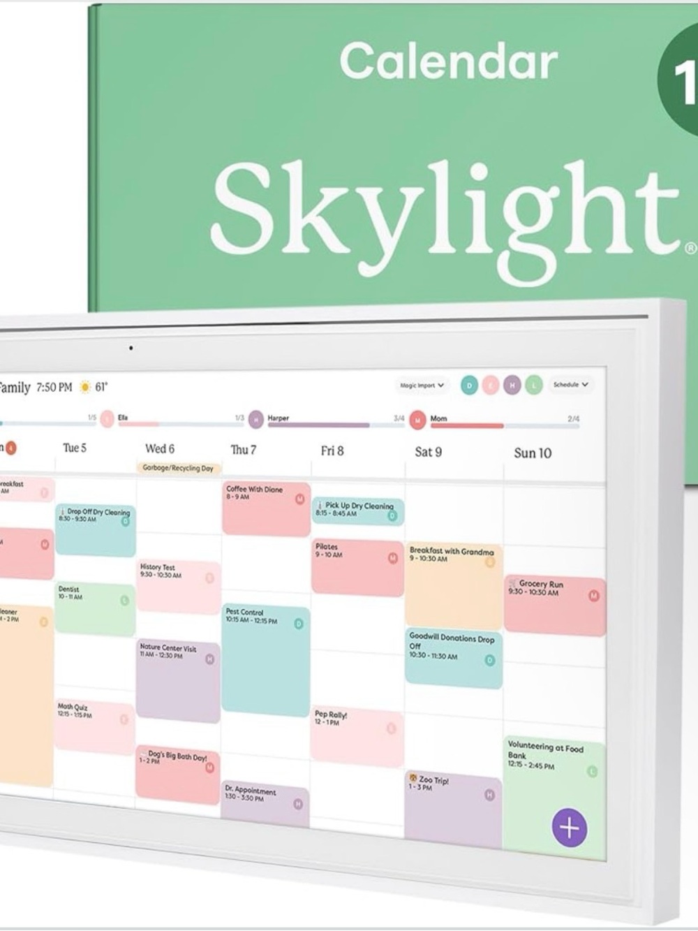 Skylight Calendar - White Frame, 15”